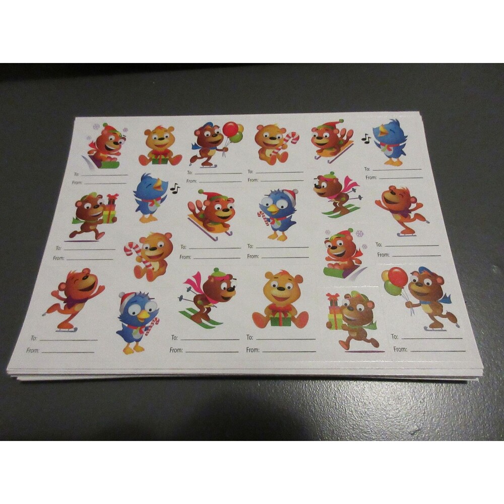 Two sheets Holiday gift labels stickers Winter Christmas animals school crafts